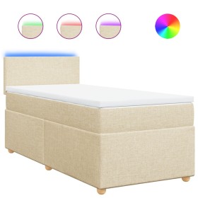 vidaXL Boxspringbett mit Matratze Creme 80x200 cm Stoff