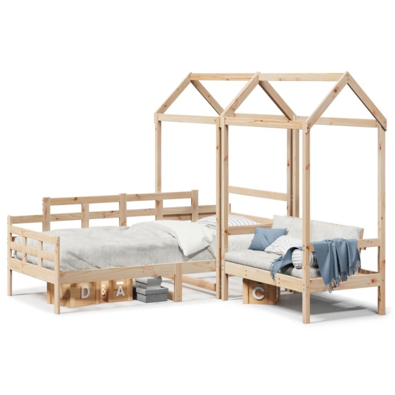 vidaXL Tagesbett und Bank mit Dach 80x200 cm Kiefernholz vidaXL Tagesbett und Bank mit Dach 80x200 cm Kiefernholz