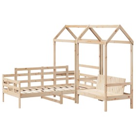 vidaXL Tagesbett und Bank mit Dach 80x200 cm Kiefernholz