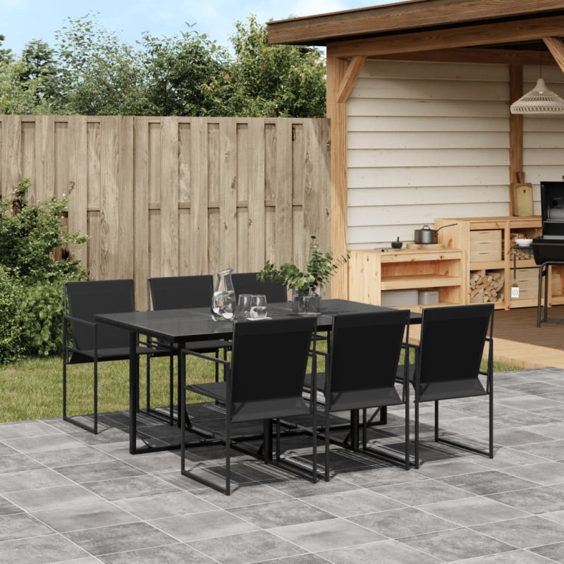 vidaXL 7-tlg. Garten-Essgruppe Schwarz Textilene vidaXL 7-tlg. Garten-Essgruppe Schwarz Textilene