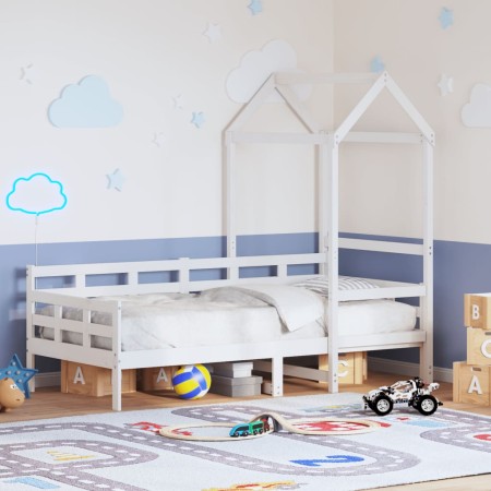 vidaXL Tagesbett mit Dach Weiß 90x190 cm Massivholz Kiefer