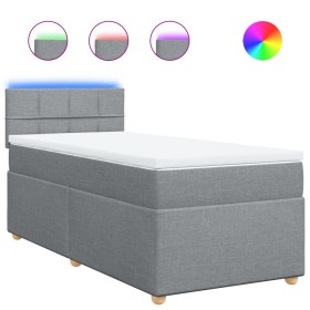 vidaXL Boxspringbett mit Matratze Hellgrau 80x200 cm Stoff