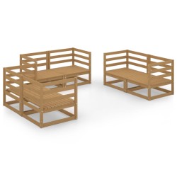6-tlg. Garten-Lounge-Set Honigbraun Massivholz Kiefer