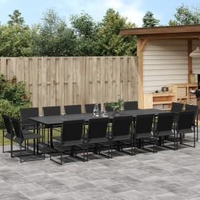 vidaXL 17-tlg. Garten-Essgruppe Schwarz Textilene