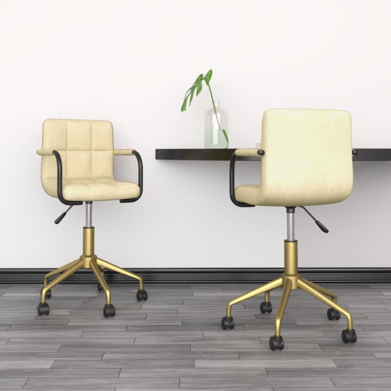 Esszimmerstühle 2 Stk. Drehbar Creme Samt Esszimmerstühle 2 Stk. Drehbar Creme Samt
