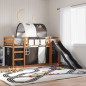 vidaXL Etagenbett mit Rutsche und Gardinen Weiß und Schwarz 90x200 cm vidaXL Etagenbett mit Rutsche und Gardinen Weiß und Schwarz 90x200 cm