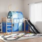 vidaXL Etagenbett mit Rutsche und Gardinen Blau 90x200 cm vidaXL Etagenbett mit Rutsche und Gardinen Blau 90x200 cm