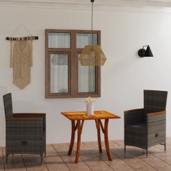 3-tlg. Garten-Essgruppe Grau