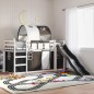 vidaXL Etagenbett mit Rutsche und Gardinen Weiß und Schwarz 90x200 cm vidaXL Etagenbett mit Rutsche und Gardinen Weiß und Schwarz 90x200 cm