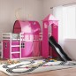 vidaXL Etagenbett mit Rutsche und Gardinen Rosa 80x200 cm vidaXL Etagenbett mit Rutsche und Gardinen Rosa 80x200 cm