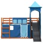 vidaXL Etagenbett mit Rutsche und Gardinen Blau 80x200 cm vidaXL Etagenbett mit Rutsche und Gardinen Blau 80x200 cm