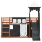 vidaXL Etagenbett mit Rutsche und Gardinen Weiß und Schwarz 90x200 cm vidaXL Etagenbett mit Rutsche und Gardinen Weiß und Schwarz 90x200 cm