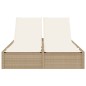 vidaXL Doppel-Sonnenliege mit Auflagen Beige Poly Rattan vidaXL Doppel-Sonnenliege mit Auflagen Beige Poly Rattan