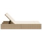 vidaXL Doppel-Sonnenliege mit Auflagen Beige Poly Rattan vidaXL Doppel-Sonnenliege mit Auflagen Beige Poly Rattan