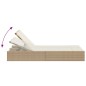 vidaXL Doppel-Sonnenliege mit Auflagen Beige Poly Rattan vidaXL Doppel-Sonnenliege mit Auflagen Beige Poly Rattan