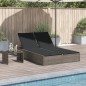 vidaXL Doppel-Sonnenliege mit Kissen Grau Poly Rattan vidaXL Doppel-Sonnenliege mit Kissen Grau Poly Rattan