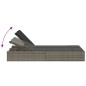 vidaXL Doppel-Sonnenliege mit Kissen Grau Poly Rattan vidaXL Doppel-Sonnenliege mit Kissen Grau Poly Rattan