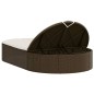 vidaXL Doppel-Sonnenliege mit Auflagen Braun Poly Rattan vidaXL Doppel-Sonnenliege mit Auflagen Braun Poly Rattan