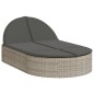 vidaXL Doppel-Sonnenliege mit Kissen Hellgrau Poly Rattan vidaXL Doppel-Sonnenliege mit Kissen Hellgrau Poly Rattan