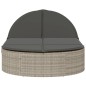 vidaXL Doppel-Sonnenliege mit Kissen Hellgrau Poly Rattan vidaXL Doppel-Sonnenliege mit Kissen Hellgrau Poly Rattan