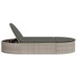 vidaXL Doppel-Sonnenliege mit Kissen Hellgrau Poly Rattan vidaXL Doppel-Sonnenliege mit Kissen Hellgrau Poly Rattan