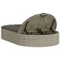 vidaXL Doppel-Sonnenliege mit Kissen Hellgrau Poly Rattan vidaXL Doppel-Sonnenliege mit Kissen Hellgrau Poly Rattan