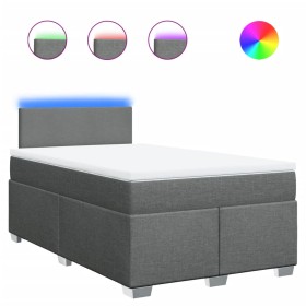 vidaXL Boxspringbett mit Matratze Dunkelgrau 120x200 cm Stoff
