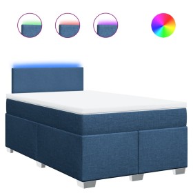vidaXL Boxspringbett mit Matratze Blau 120x200 cm Stoff