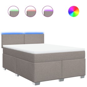 vidaXL Boxspringbett mit Matratze Taupe 140x190 cm Stoff