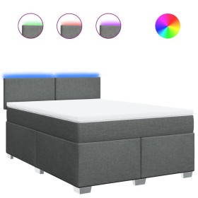 vidaXL Boxspringbett mit Matratze Dunkelgrau 140x190 cm Stoff