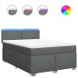 vidaXL Boxspringbett mit Matratze Dunkelgrau 160x200 cm Stoff vidaXL Boxspringbett mit Matratze Dunkelgrau 160x200 cm Stoff