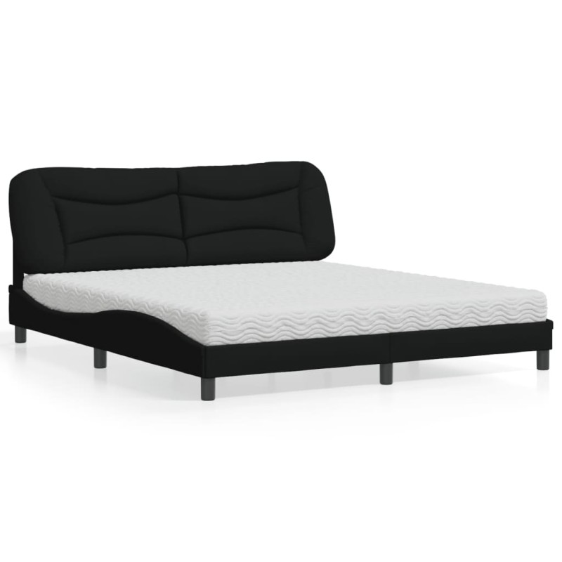 vidaXL Bett mit Matratze Schwarz 180x200 cm Stoff vidaXL Bett mit Matratze Schwarz 180x200 cm Stoff
