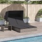 vidaXL Doppel-Sonnenliege mit Dach und Auflagen Grau Poly Rattan vidaXL Doppel-Sonnenliege mit Dach und Auflagen Grau Poly Rattan