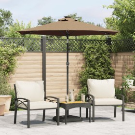 vidaXL Sonnenschirm mit LED und Stahlmast Taupe 225x225x212 cm