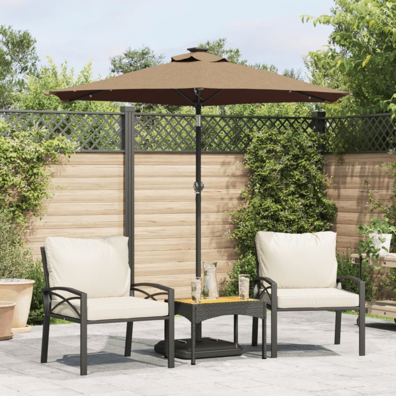 vidaXL Sonnenschirm mit LED und Stahlmast Taupe 225x225x212 cm vidaXL Sonnenschirm mit LED und Stahlmast Taupe 225x225x212 cm