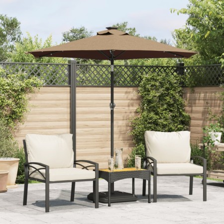 vidaXL Sonnenschirm mit LED und Stahlmast Taupe 225x225x212 cm
