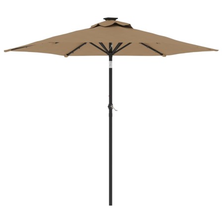 vidaXL Sonnenschirm mit LED und Stahlmast Taupe 225x225x212 cm