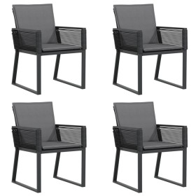 vidaXL Gartenstühle mit Kissen 4 Stk. Schwarz Poly Rattan