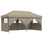 vidaXL Partyzelt Faltbar Pop-Up mit 4 Seitenteilen Taupe vidaXL Partyzelt Faltbar Pop-Up mit 4 Seitenteilen Taupe
