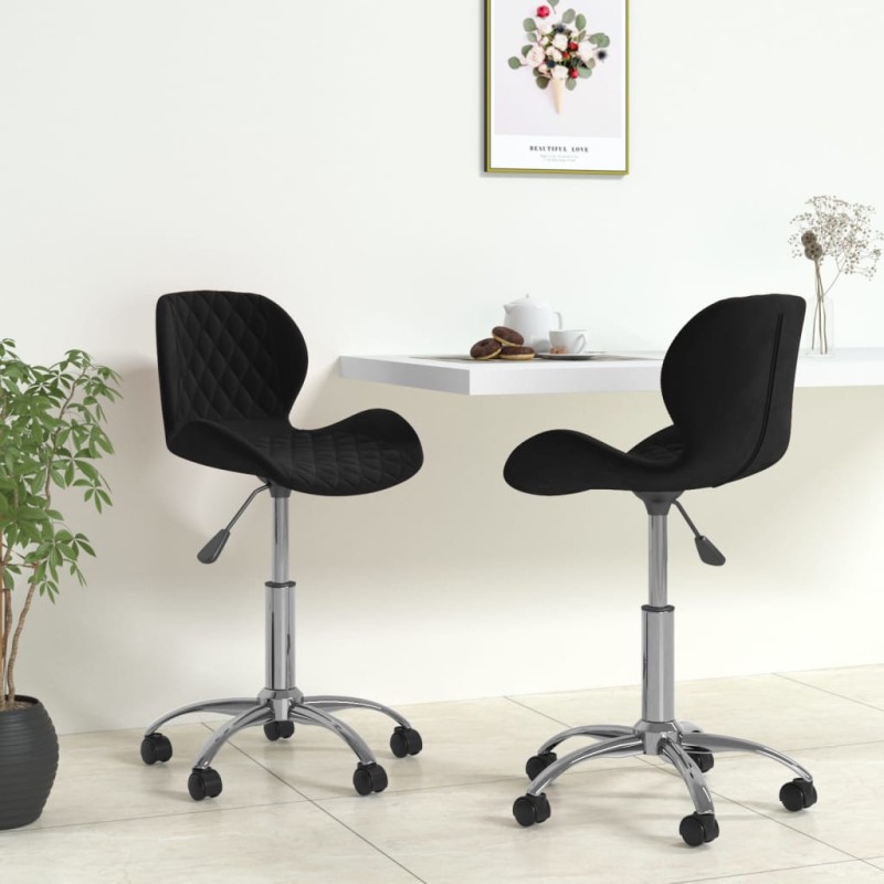 Esszimmerstühle 2 Stk. Drehbar Schwarz Samt Esszimmerstühle 2 Stk. Drehbar Schwarz Samt