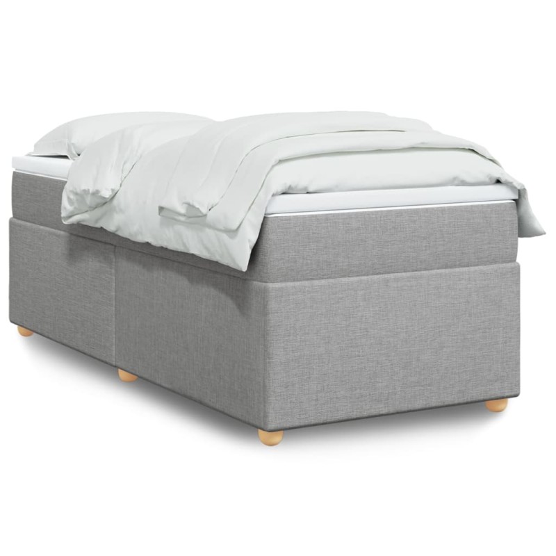 vidaXL Boxspringbett mit Matratze Hellgrau 90x200 cm Stoff vidaXL Boxspringbett mit Matratze Hellgrau 90x200 cm Stoff