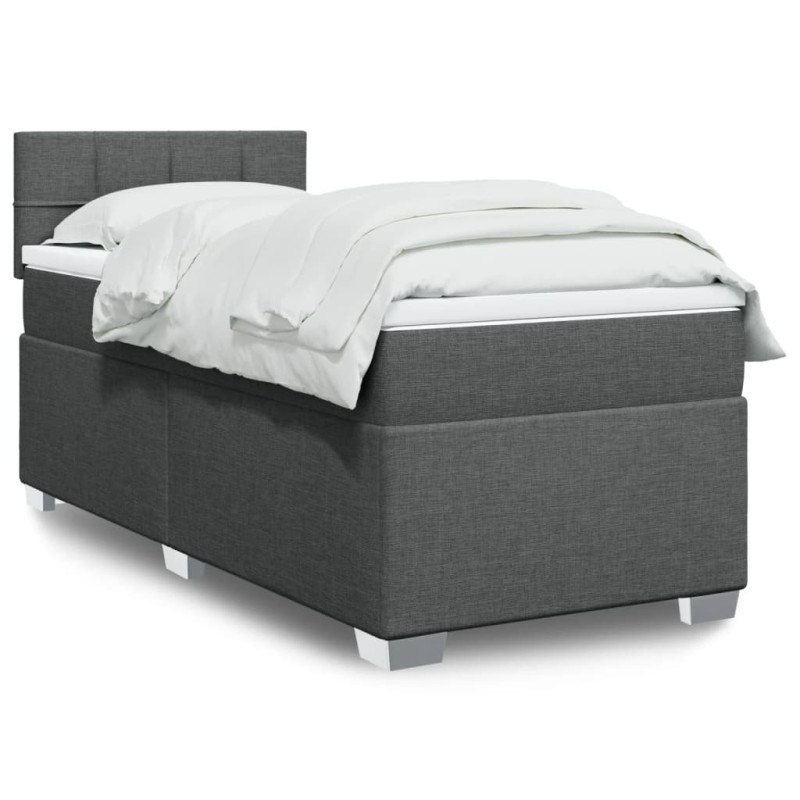vidaXL Boxspringbett mit Matratze Dunkelgrau 90x200 cm Stoff vidaXL Boxspringbett mit Matratze Dunkelgrau 90x200 cm Stoff