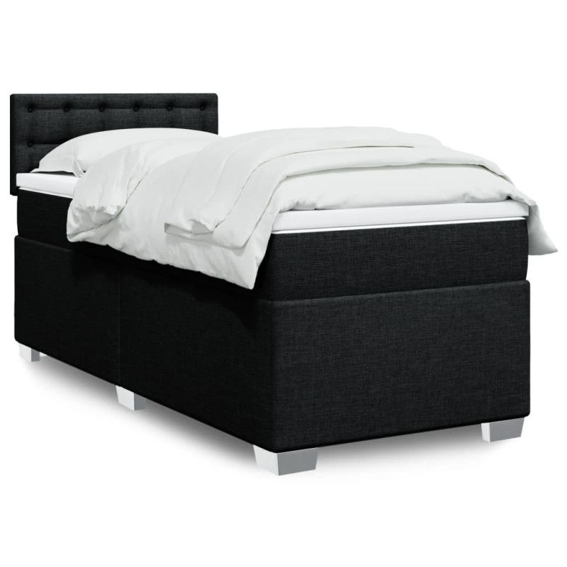 vidaXL Boxspringbett mit Matratze Schwarz 90x200 cm Stoff vidaXL Boxspringbett mit Matratze Schwarz 90x200 cm Stoff