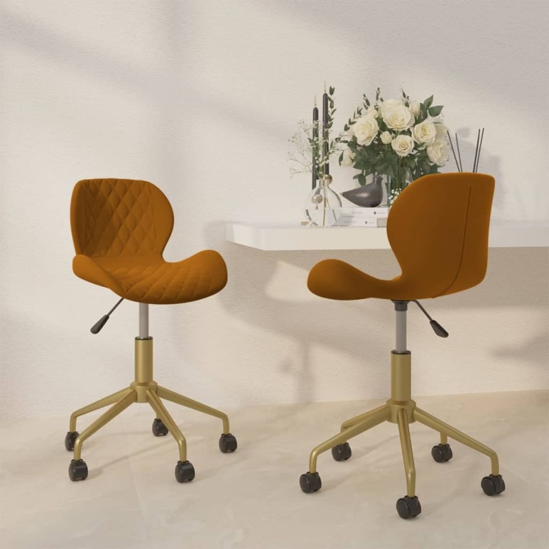 Esszimmerstühle 2 Stk. Drehbar Braun Samt Esszimmerstühle 2 Stk. Drehbar Braun Samt