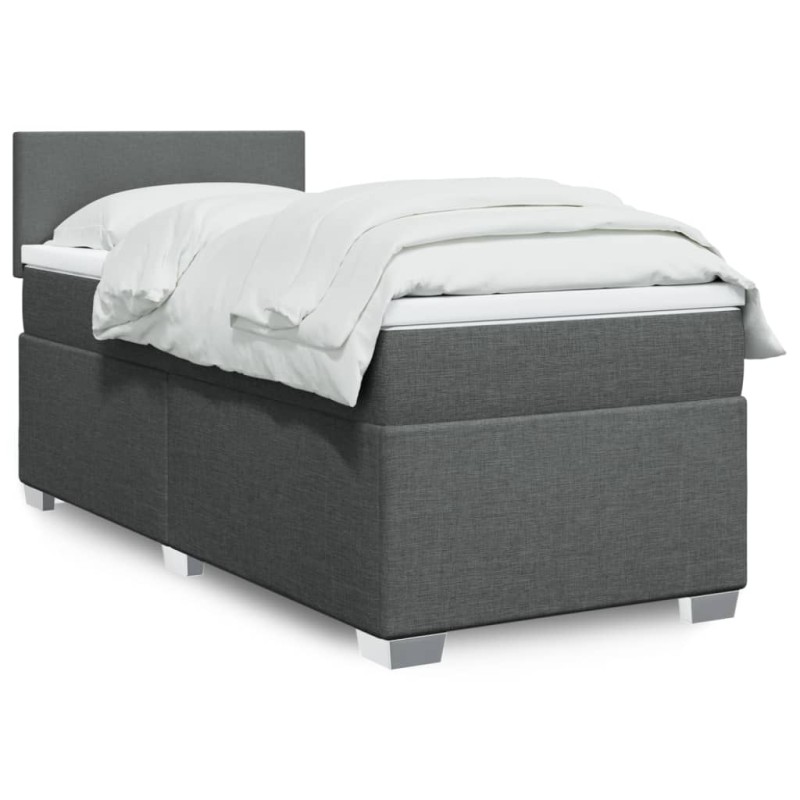 vidaXL Boxspringbett mit Matratze Dunkelgrau 100x200 cm Stoff vidaXL Boxspringbett mit Matratze Dunkelgrau 100x200 cm Stoff