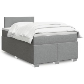 vidaXL Boxspringbett mit Matratze Hellgrau 120x200 cm Stoff