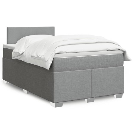 vidaXL Boxspringbett mit Matratze Hellgrau 120x200 cm Stoff