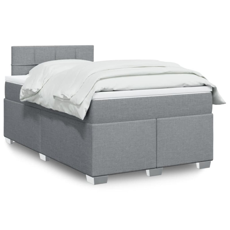 vidaXL Boxspringbett mit Matratze Hellgrau 120x200 cm Stoff vidaXL Boxspringbett mit Matratze Hellgrau 120x200 cm Stoff