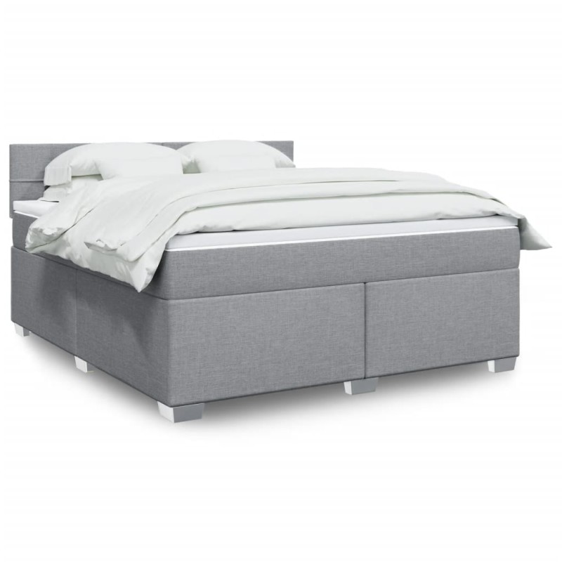 vidaXL Boxspringbett mit Matratze Hellgrau 180x200 cm Stoff vidaXL Boxspringbett mit Matratze Hellgrau 180x200 cm Stoff