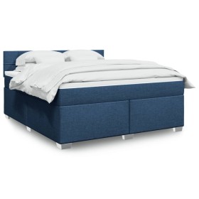 vidaXL Boxspringbett mit Matratze Blau 180x200 cm Stoff